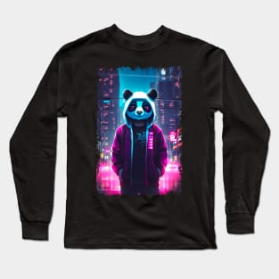 Panda neon city Long Sleeve T-Shirt